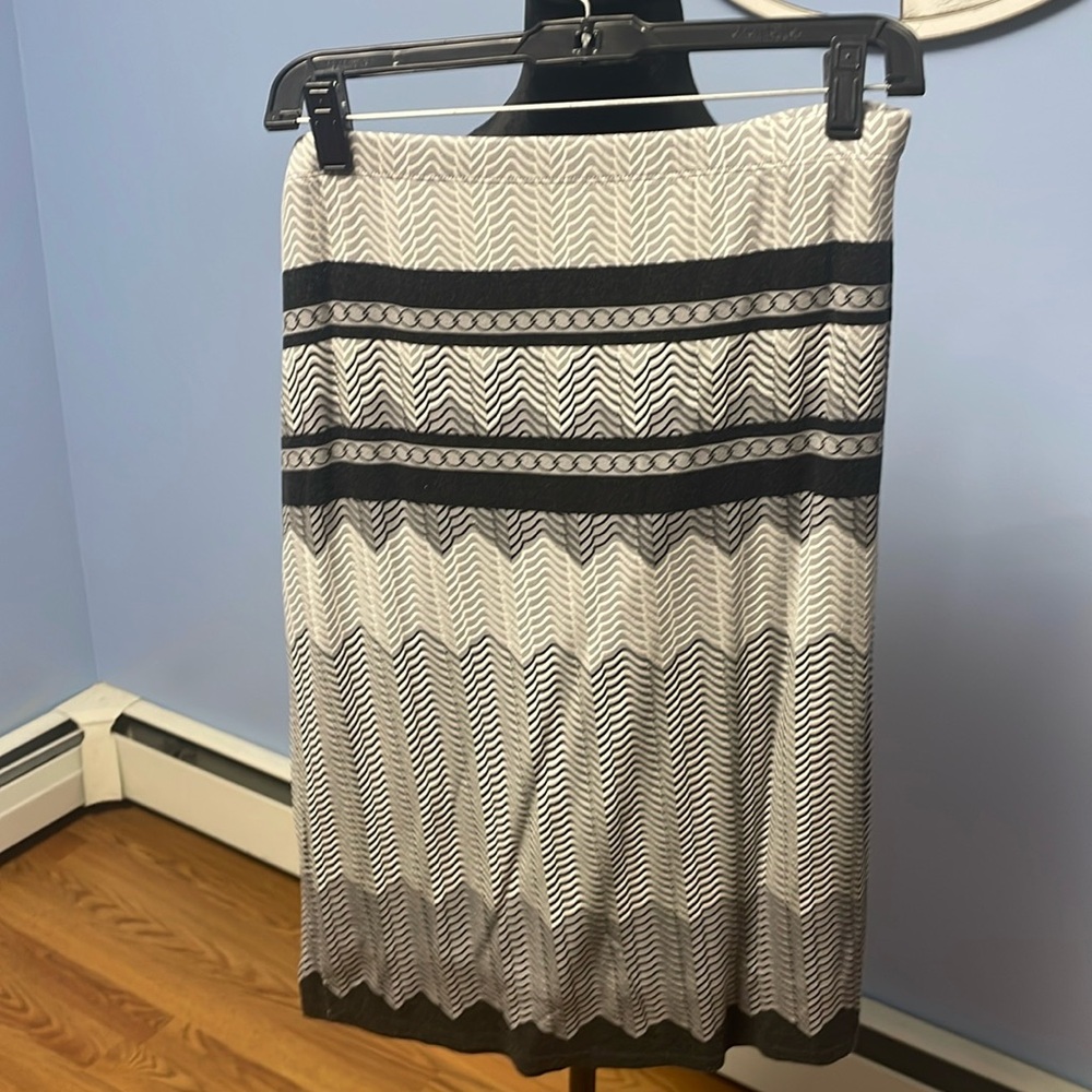 Black, gray white skirt.
